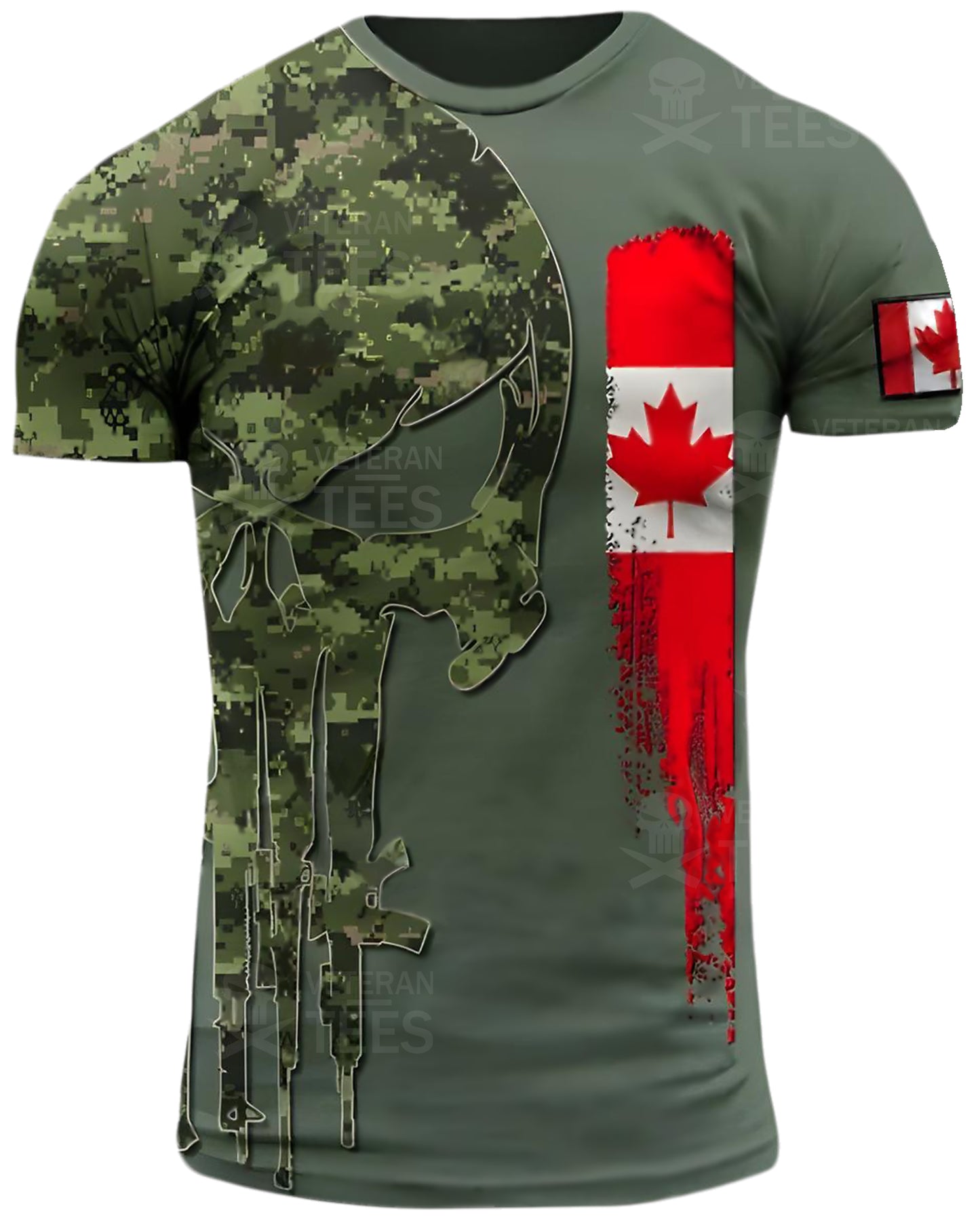 Canada Army Canadian Veteran T-Shirt Combat Military Camouflage T Shirt Regular Fit Short Sleeve Size 2XS-4XL Olive Dark CA09