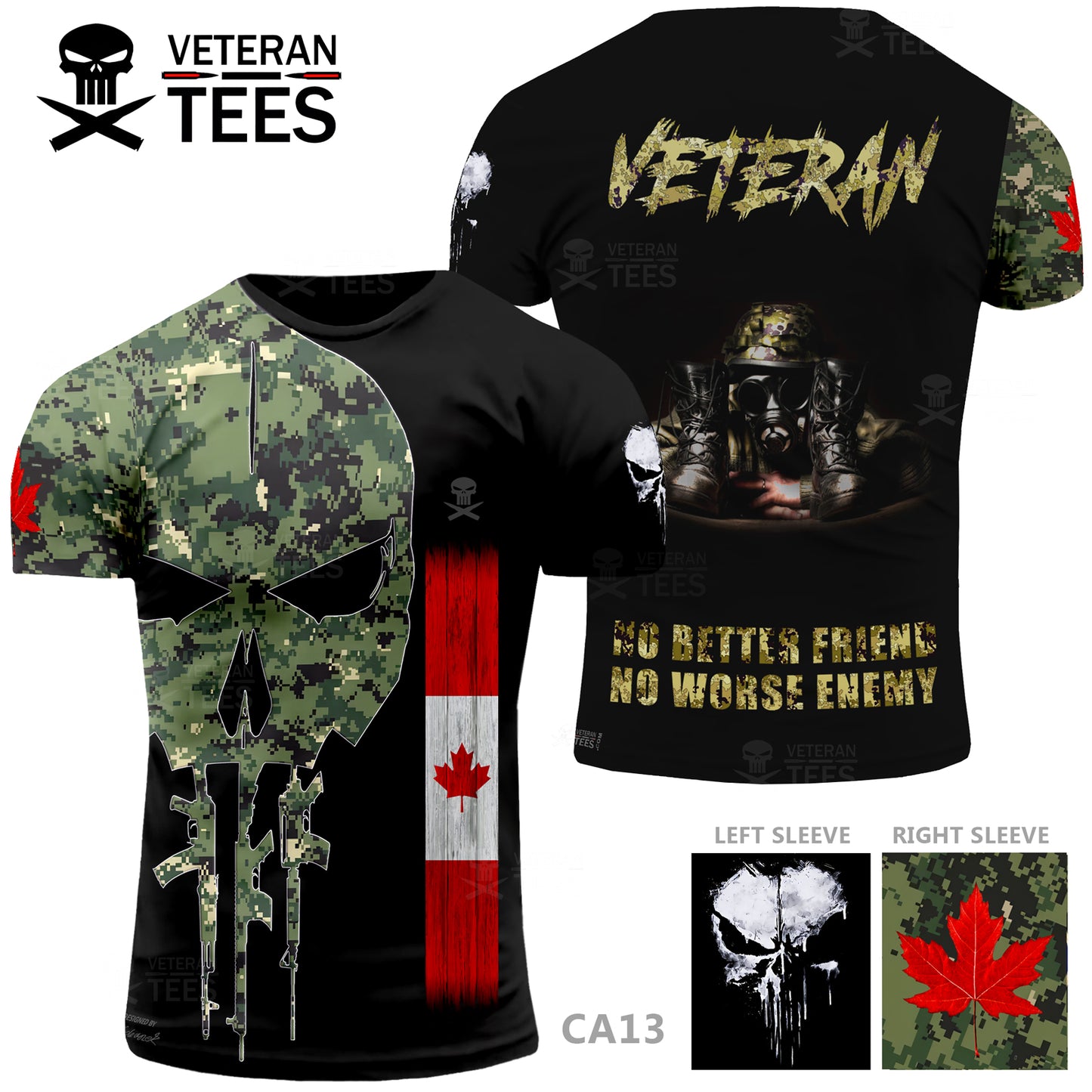 Canada Army Canadian Veteran T-Shirt Combat Military Camouflage T Shirt Regular Fit Short Sleeve Size XS-5XL Black CA13