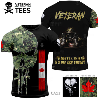 Canada Army Canadian Veteran T-Shirt Combat Military Camouflage T Shirt Regular Fit Short Sleeve Size XS-5XL Black CA13