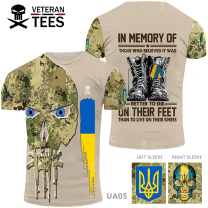 Ukraine Army Ukrainian Veteran T-Shirt Combat Military Camouflage Skull T Shirt Regular Fit Short Sleeve Size 2XS-4XL Beige UA05