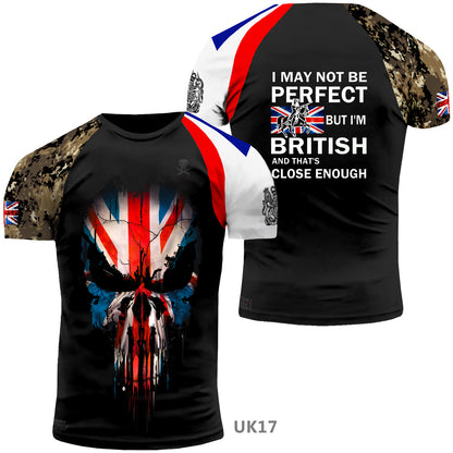 UK Army British Veteran T-Shirt Combat Military Camouflage Regular Fit Short Sleeve Size 2XS-4XL Black UK17