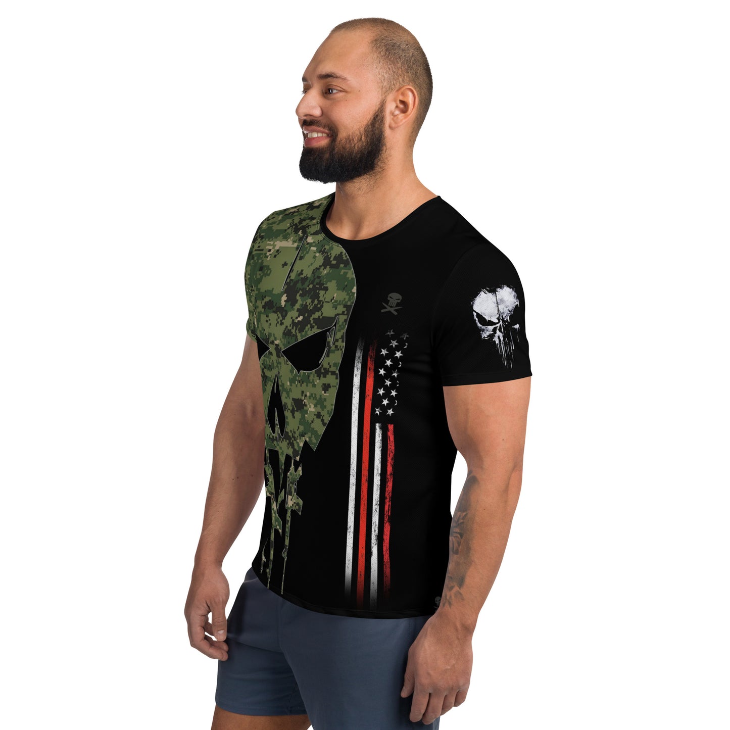 USA Army US Veteran T-Shirt Combat Military Camouflage T Shirt Short Sleeve Skull T Shirt Size XXS - 4XL Black US08