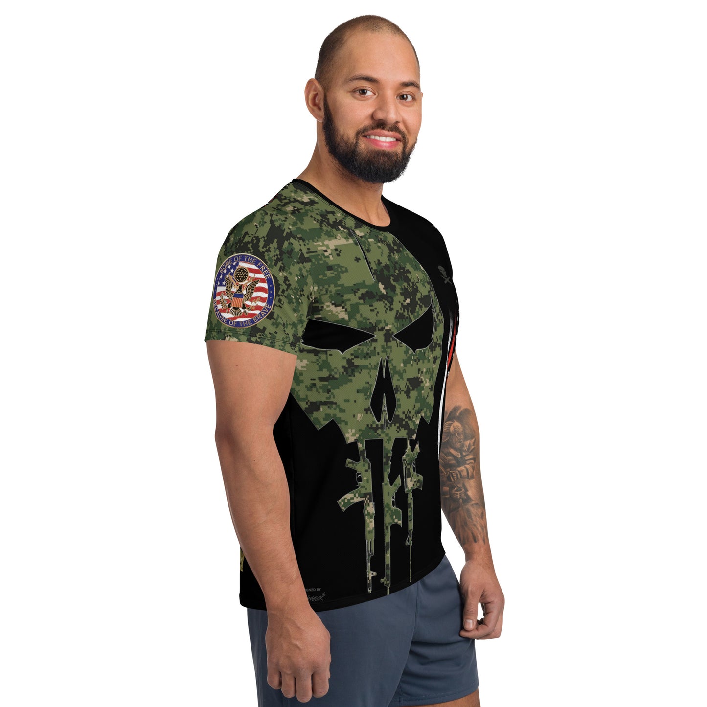 USA Army US Veteran T-Shirt Combat Military Camouflage T Shirt Short Sleeve Skull T Shirt Size XXS - 4XL Black US08