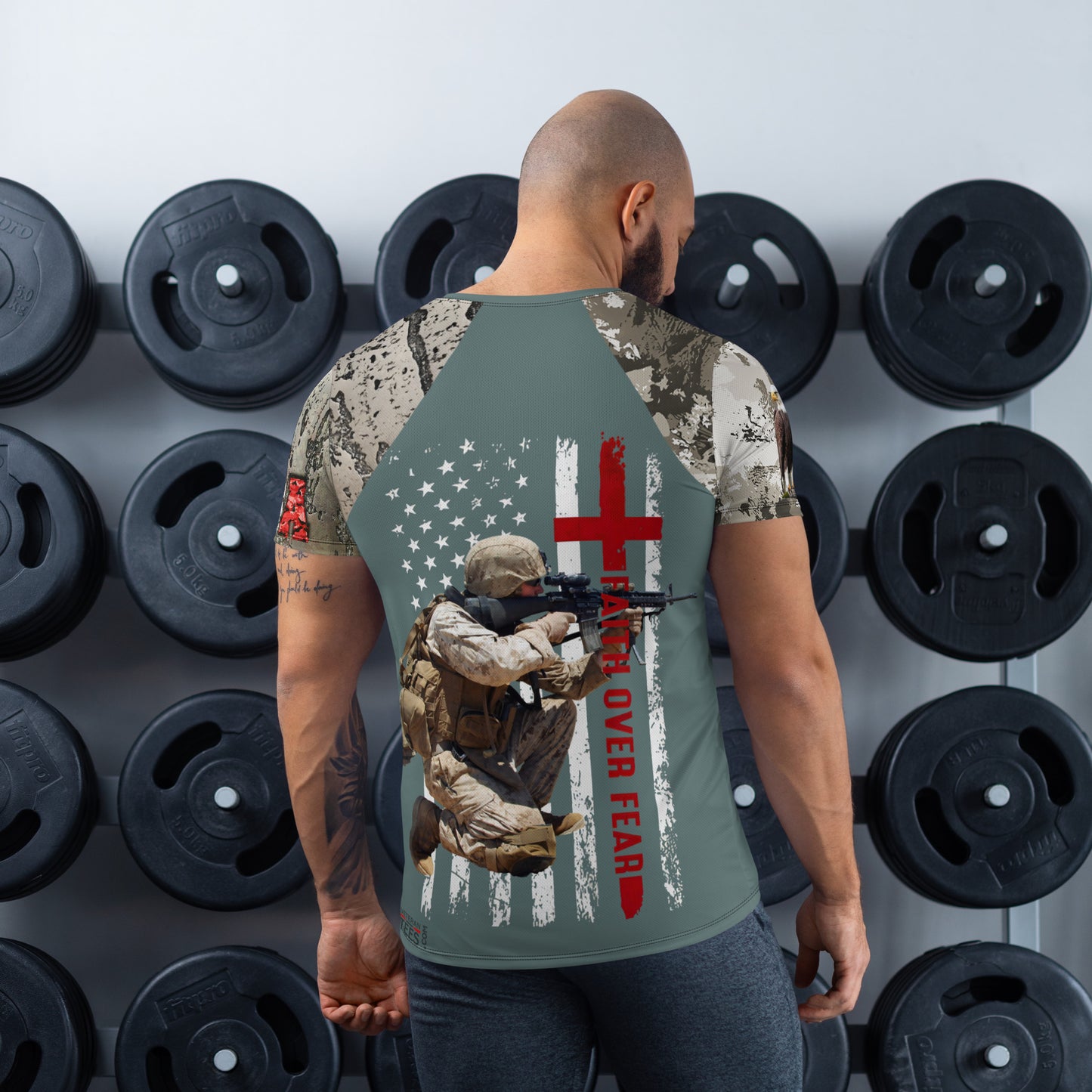 Copy of USA Army US Veteran T-Shirt Combat Military Camouflage T Shirt Short Sleeve Skull T Shirt Size XXS - 4XL Blueish Green US11