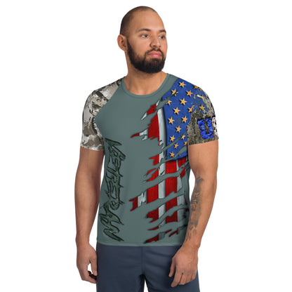 Copy of USA Army US Veteran T-Shirt Combat Military Camouflage T Shirt Short Sleeve Skull T Shirt Size XXS - 4XL Blueish Green US11