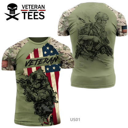 USA Army US Veteran T-Shirt Combat Military Camouflage T Shirt Short Sleeve Skull T Shirt Size XXS - 4XL Beige US04